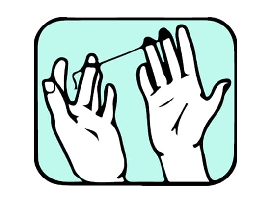 How to floss your teeth illustration - step 1