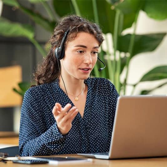 Woman on laptop video call